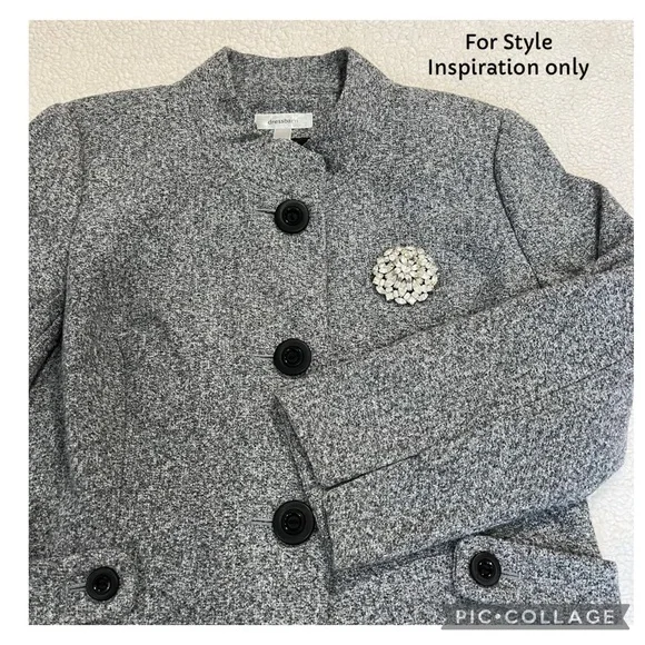 Dressbarn Womens Size M, Gray Mandarin Collar Career Button Up Jacket - Picture 14 of 14